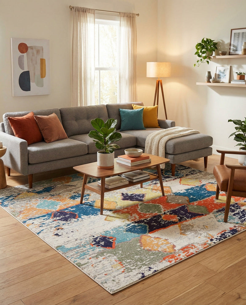 Colorburst Oasis Collection Area Rug -  Marina Square Ivory  lifestyle 34