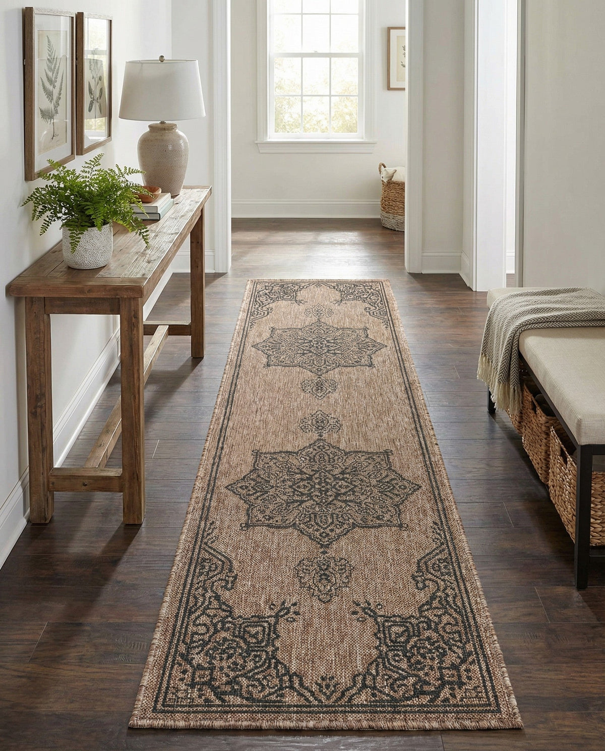 Patio Heritage Collection Area Rug -  Charleston (Beige) Runner Beige  lifestyle 79