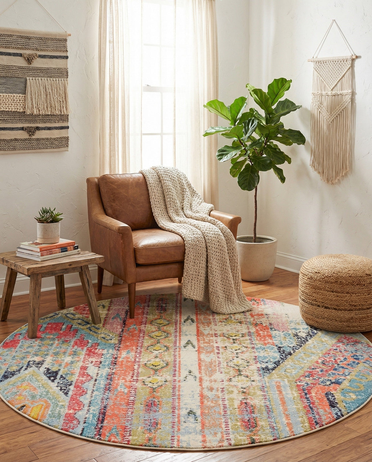 Sedona Vista Collection Area Rug -  Cholla Round Multi  lifestyle 108