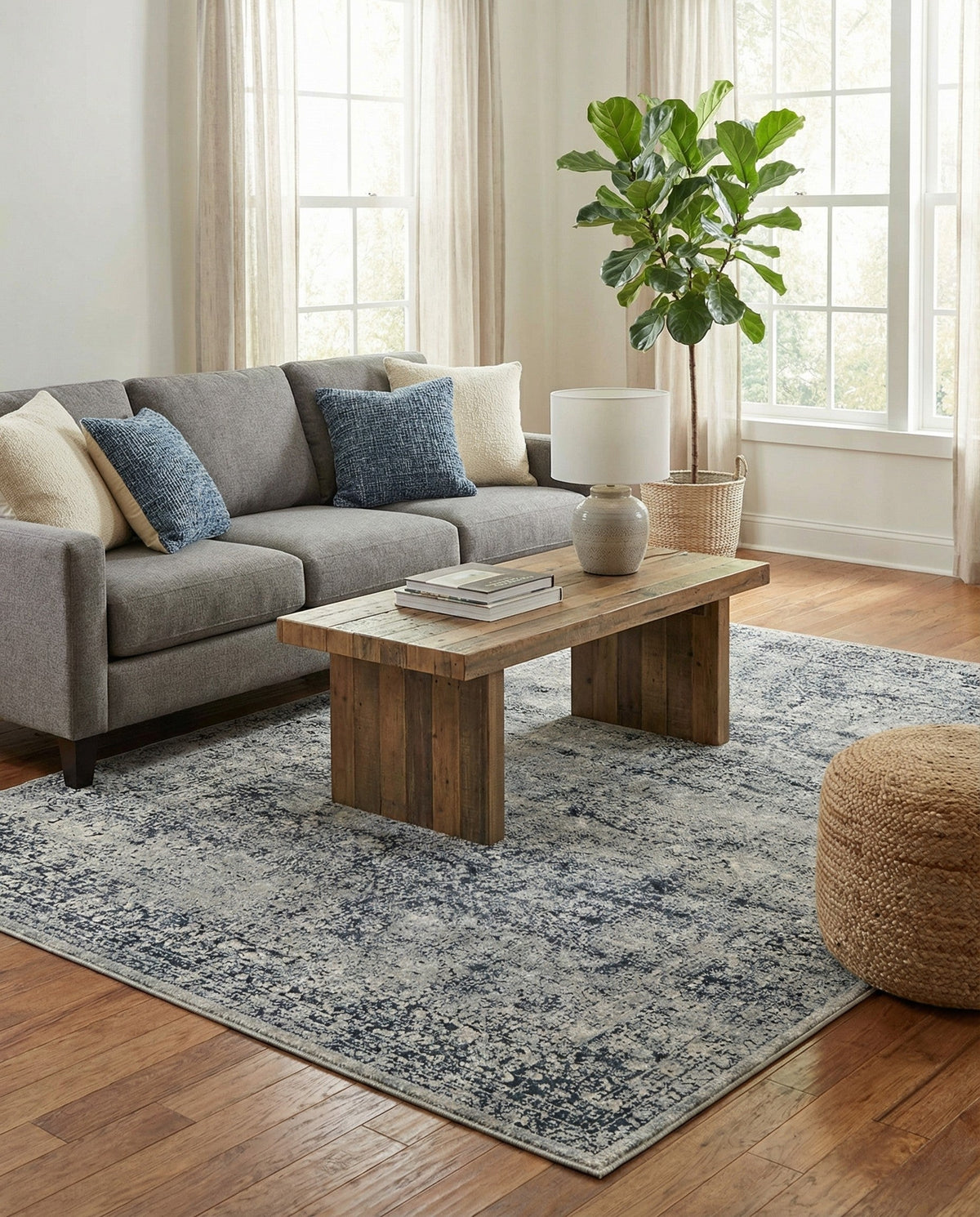 Coastal Manor Collection Area Rug -  Marina Rectangle Blue Gray  lifestyle 14