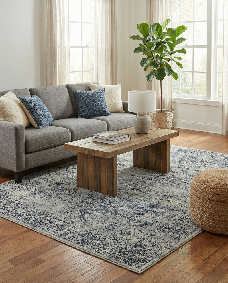 Coastal Manor Collection Area Rug -  Marina Rectangle Blue Gray  lifestyle 14