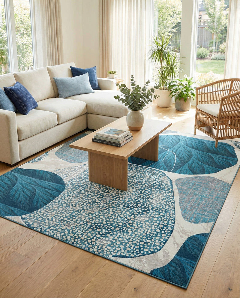 Urban Terrace Collection Area Rug -  Courtyard Rectangle Blue and Ivory  lifestyle 16