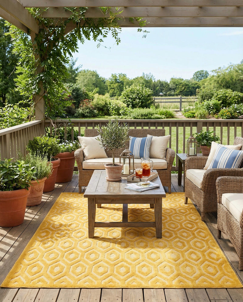 Garden Lattice Charm Collection Area Rug - Arbor (Yellow) Rectangle Yellow  lifestyle 3