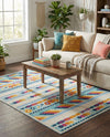 Bahama Breeze Outdoor Collection Area Rug -  Bimini Rectangle Blue  lifestyle 18