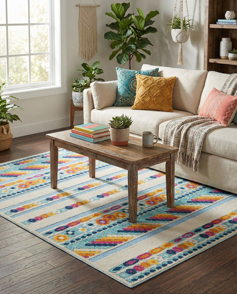 Bahama Breeze Outdoor Collection Area Rug -  Bimini Rectangle Blue  lifestyle 18