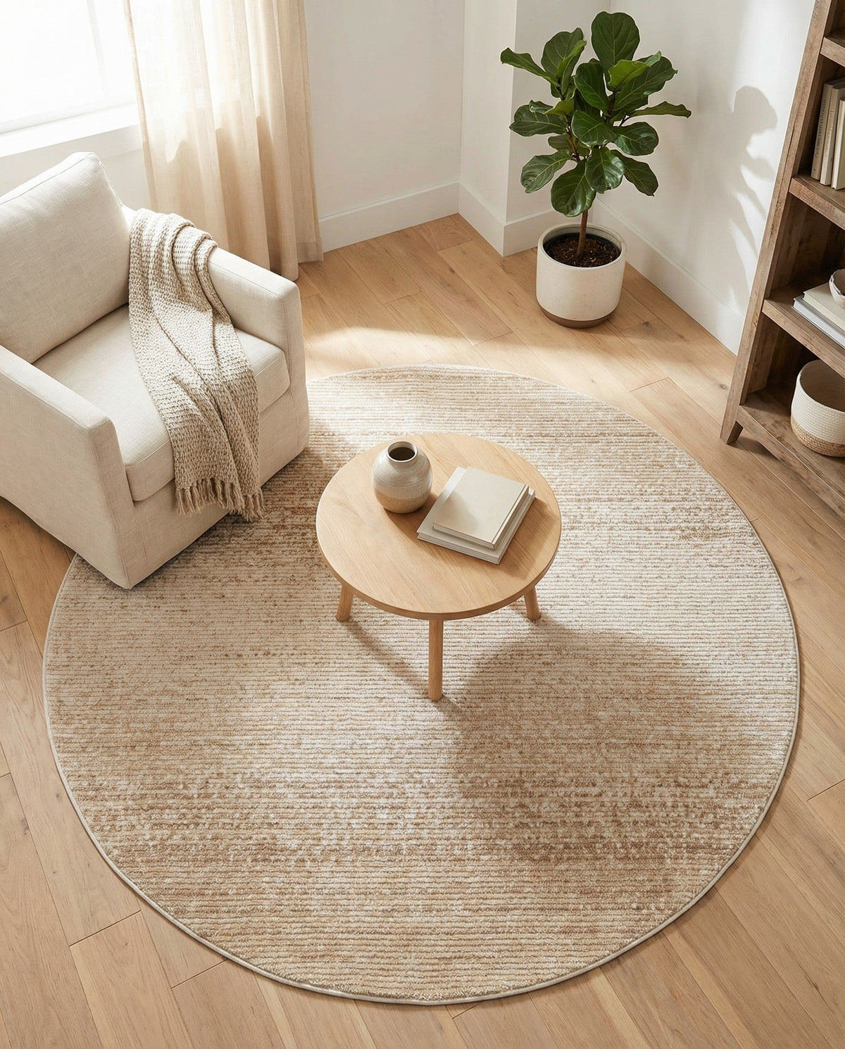 Jewel Oasis Collection Area Rug - Sapphire (Ivory) Round Ivory  lifestyle 110