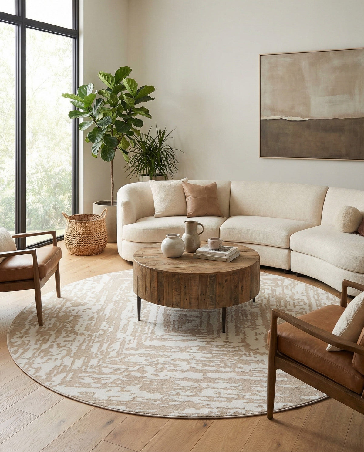 Sanctuary Retreat Collection Area Rug -  Asylum Round White Bone  lifestyle 151