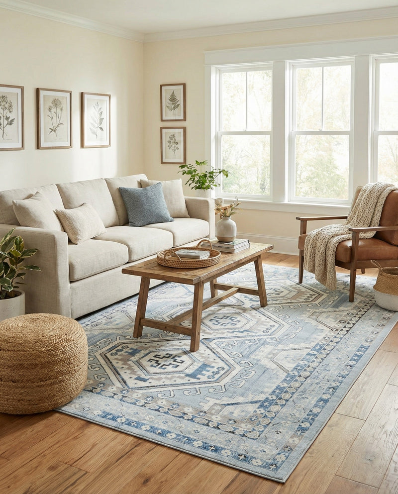 Savannah Elegance Collection Area Rug -  Tybee (Aqua Blue) Rectangle Aqua Blue  lifestyle 13