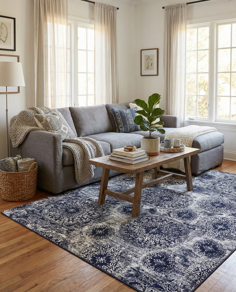Riviera Elegance Collection Area Rug -  Monaco (Navy Blue) Rectangle Navy Blue  lifestyle 16