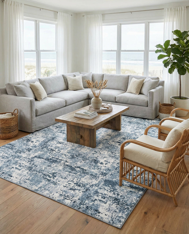 Luminara Sands Collection Area Rug - Elysium (Vintage Blue) Rectangle Vintage Blue  lifestyle 13