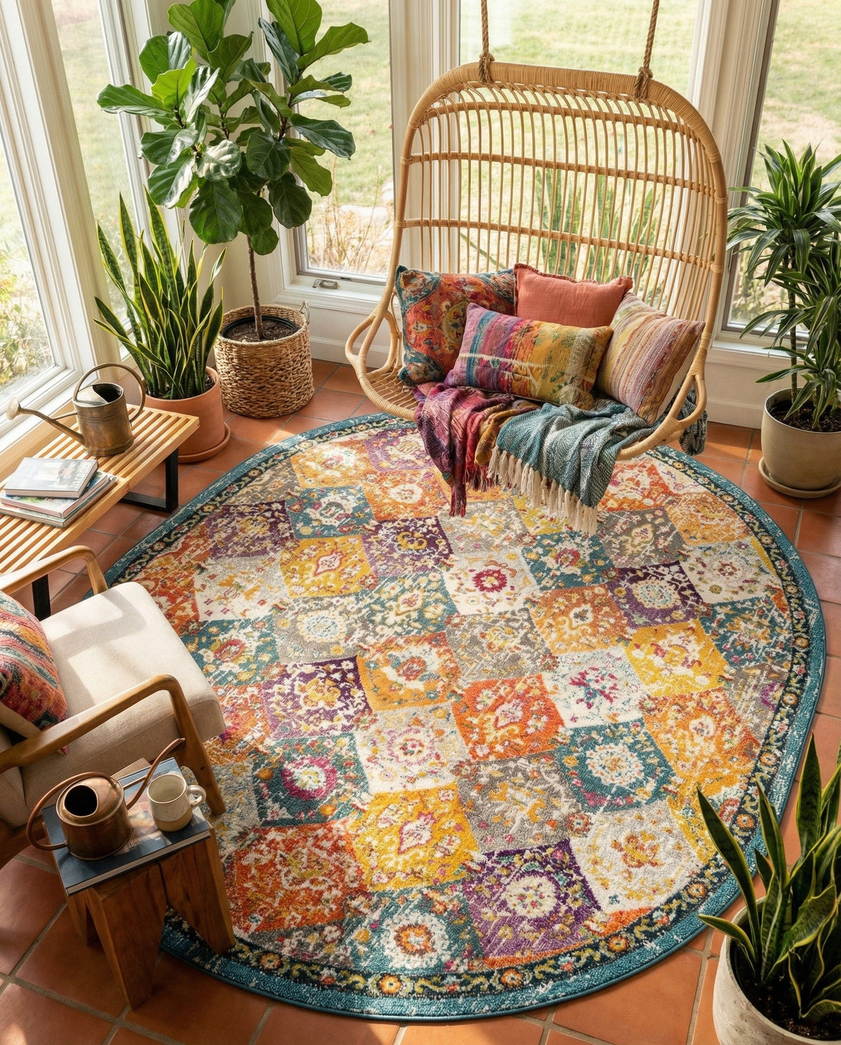 Brighton Terrace Collection Area Rug -  Rottingdean (Multi) Oval Multi  lifestyle 111