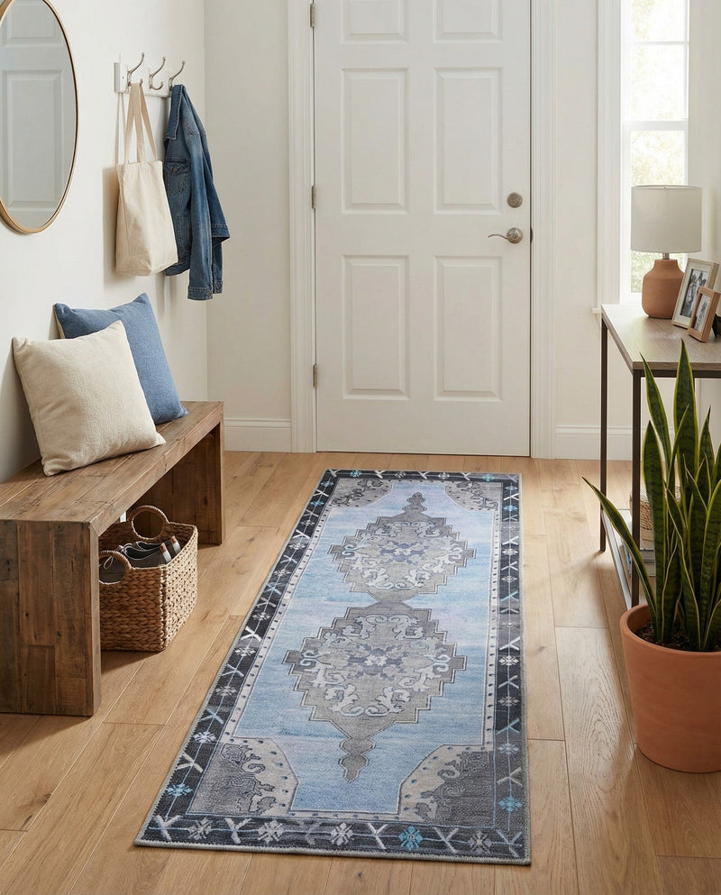 Heritage Elegance Collection Area Rug -  Winterthur (Blue Gray) Runner Blue Gray  lifestyle 51