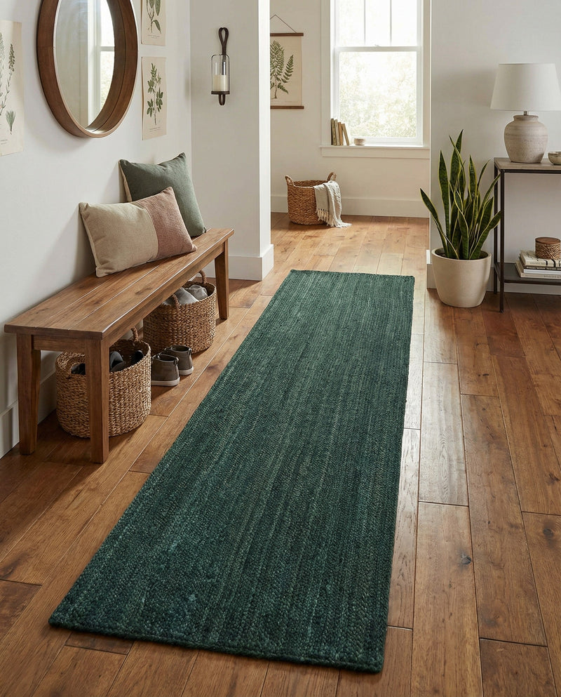Woven Seaside Jute Collection Area Rug - Martha's Runner Green  lifestyle 46
