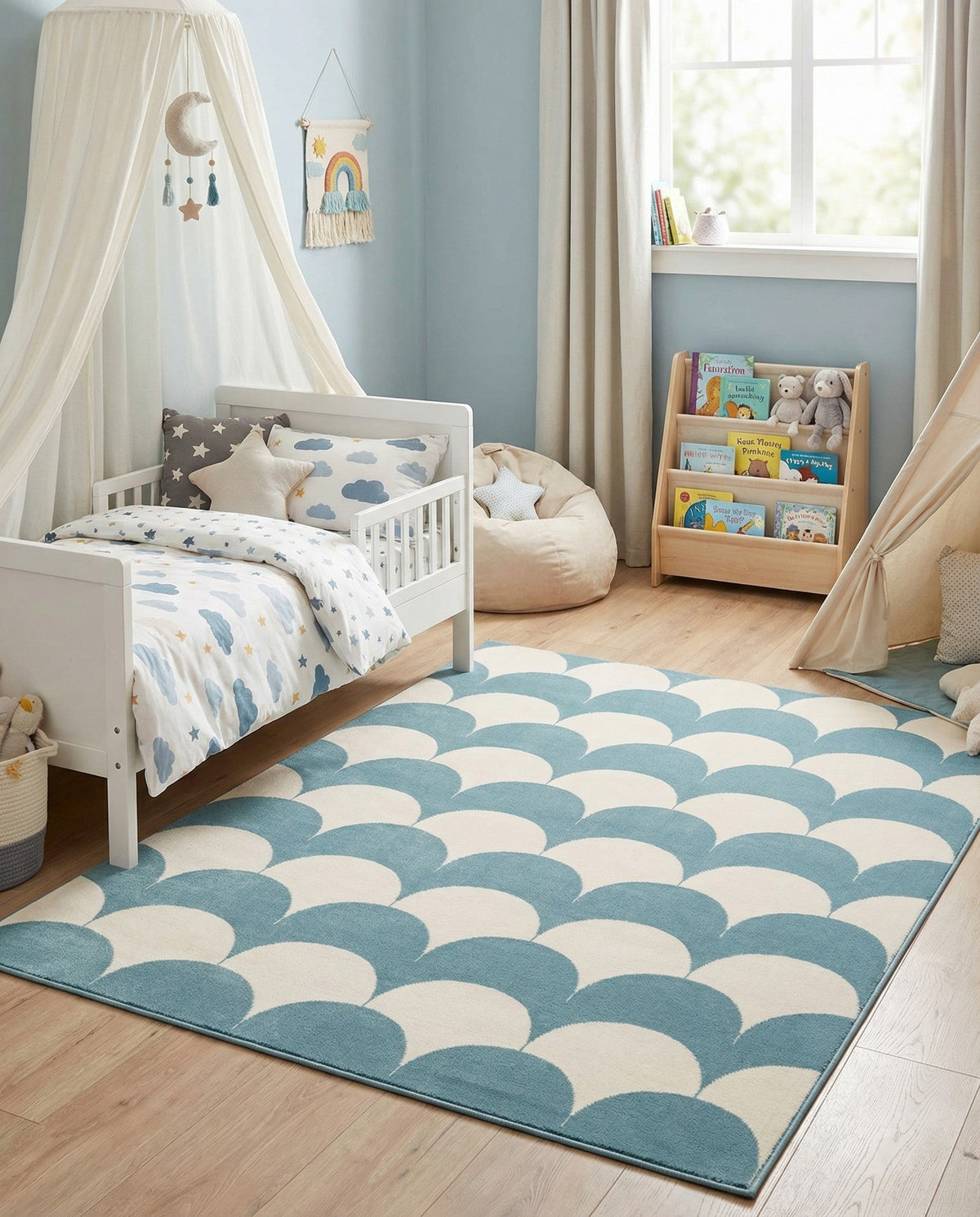 Wonder Tykes Collection Area Rug - Sparklewood Rectangle Sky blue  lifestyle 11