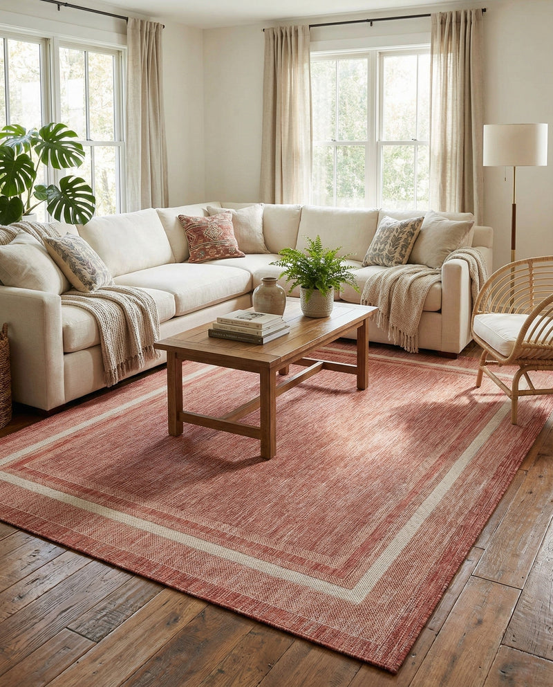 Terrace Fringe Collection Area Rug - Veranda (Rust Red) Rectangle Rust Red  lifestyle 14