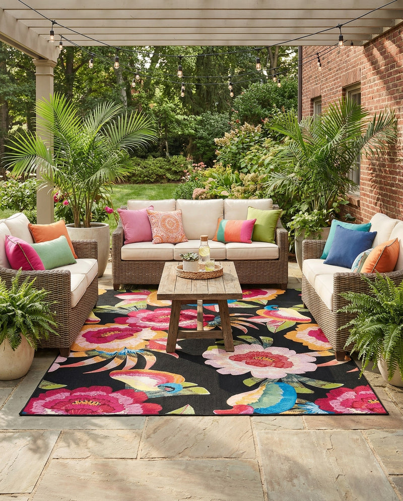 Seaside Blooms Collection Area Rug -  Versailles Rectangle Multi  lifestyle 37