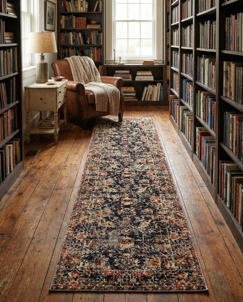 Neptune Elegance Collection Area Rug -  Galatea (Black) Runner Black  lifestyle 49