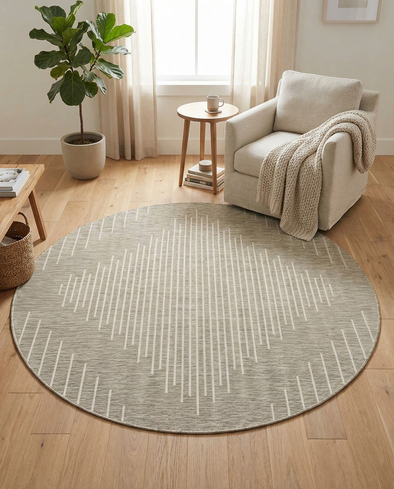 Urban Terrace Collection Area Rug -  Chelsea (Gray) Round Gray  lifestyle 63
