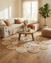 Woven Seaside Jute Collection Area Rug - Sienna Round Natural and White  lifestyle 15