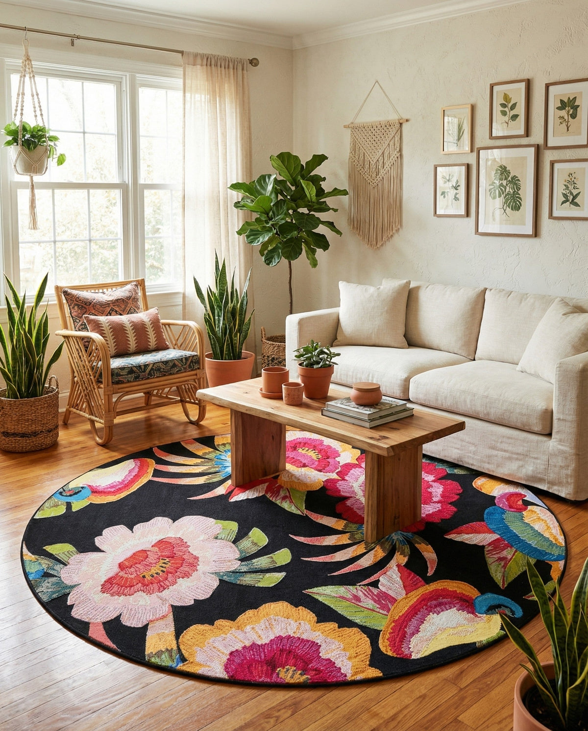 Seaside Blooms Collection Area Rug -  Versailles Round Multi  lifestyle 84
