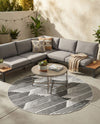 Urban Terrace Collection Area Rug -  Bronx Round Black and White  lifestyle 41