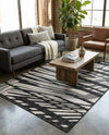 Urban Terrace Collection Area Rug -  Queens Rectangle Black and White  lifestyle 17