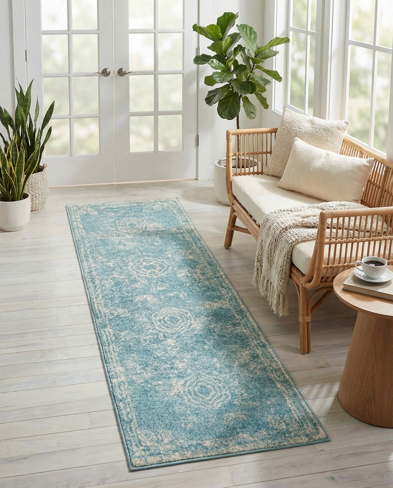 Dover Terrace Collection Area Rug -  Lagoon (Aqua) Runner Aqua  lifestyle 52