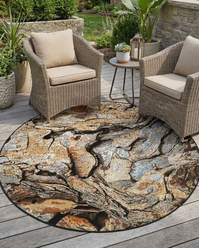 Urban Terrace Collection Area Rug -  Horizon Round Multi  lifestyle 63
