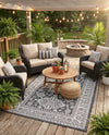 Tribal Terrace Treasures Collection Area Rug -  Incan Isle (Charcoal Gray) Rectangle Charcoal Gray  lifestyle 32