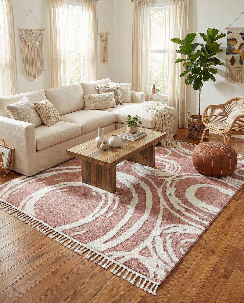 Sahara Chic Collection Area Rug -  Nubia Rectangle Pink  lifestyle 48