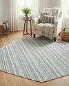 Seaside Stripes Collection Area Rug -  Boardwalk (Teal) Octagon Teal  lifestyle 35