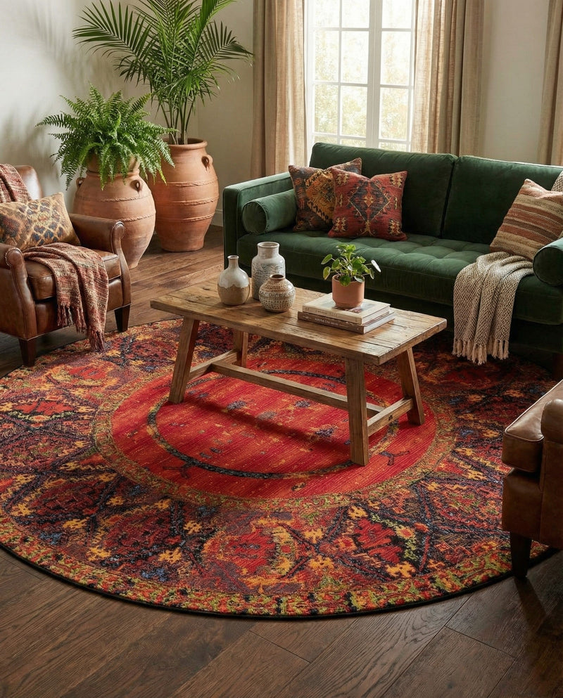 Safari Escape Rugs Collection Area Rug - Serengeti Round Multi  lifestyle 87