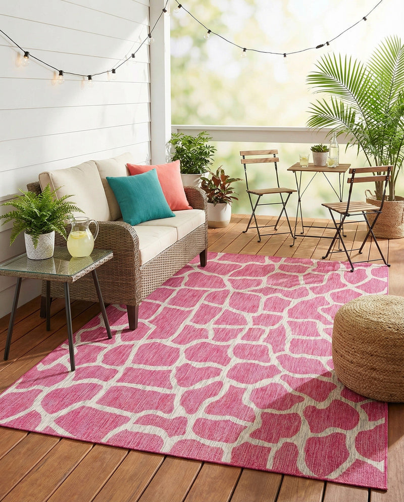 Savannah Escape Collection Area Rug -  Rainforest Rectangle Magenta  lifestyle 62