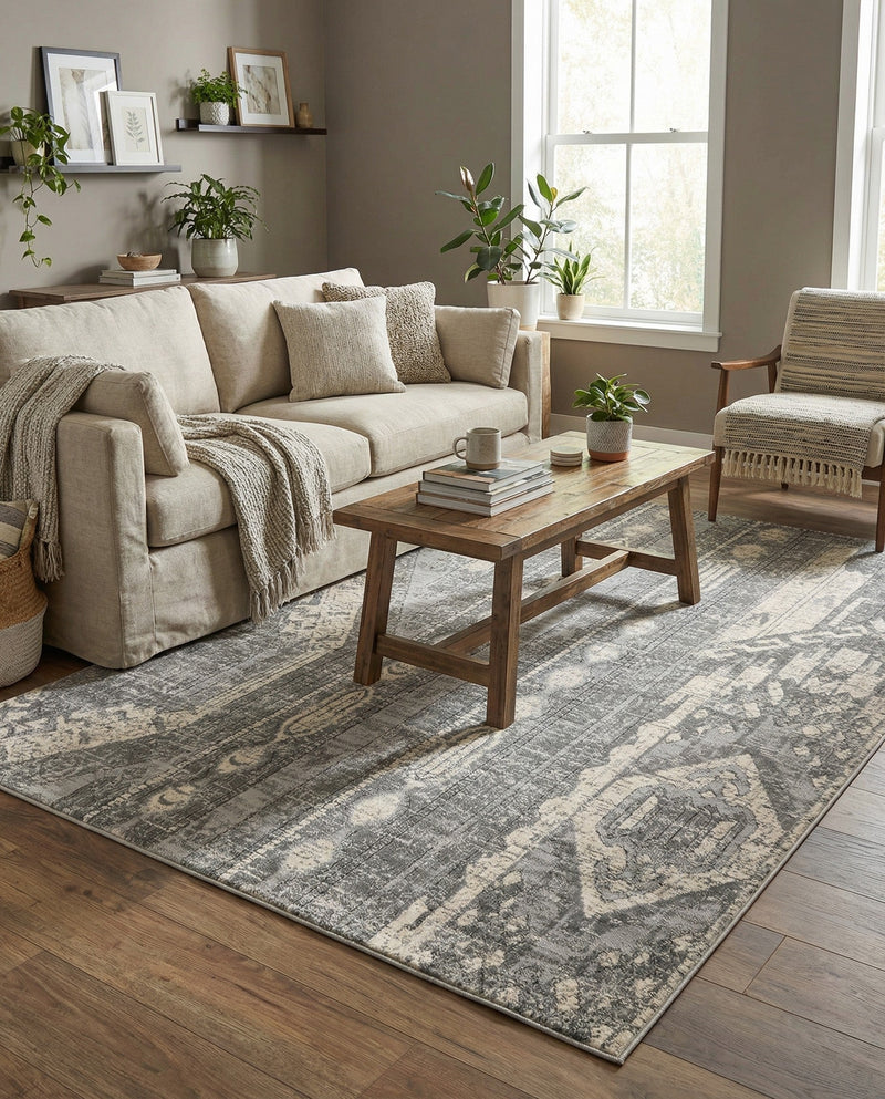 Cascade Range Collection Area Rug - Hood (Gray) Rectangle Gray  lifestyle 29