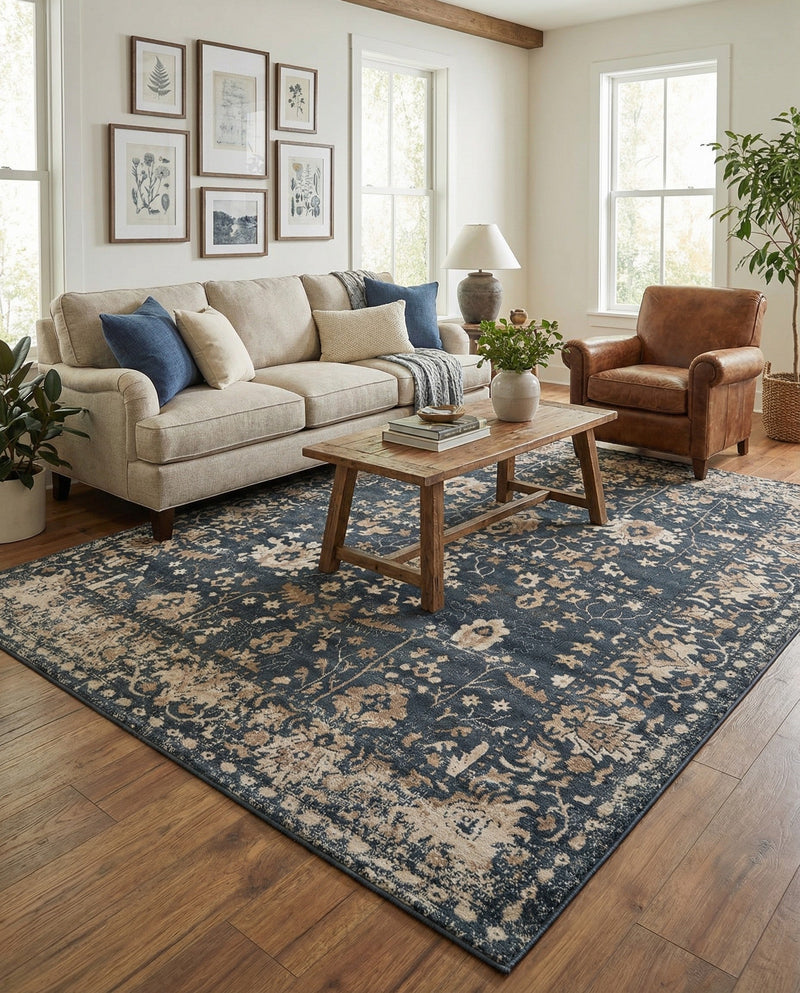 Cascade Range Collection Area Rug -  Shasta (Blue) Rectangle Blue  lifestyle 24