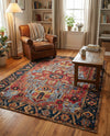 Patio Heritage Collection Area Rug -  Garden Rectangle Rust Red and Blue  lifestyle 23