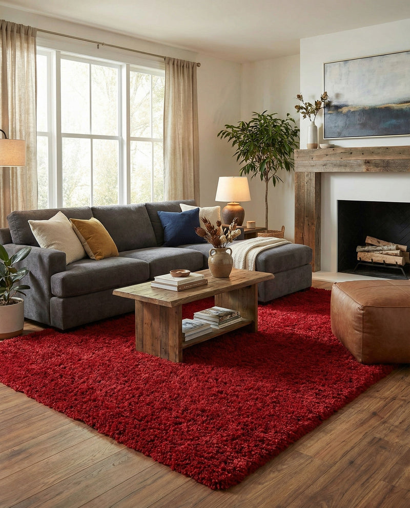 Eternal Plush Oasis Collection Area Rug -  Tranquility (Merlot) Rectangle Merlot  lifestyle 6