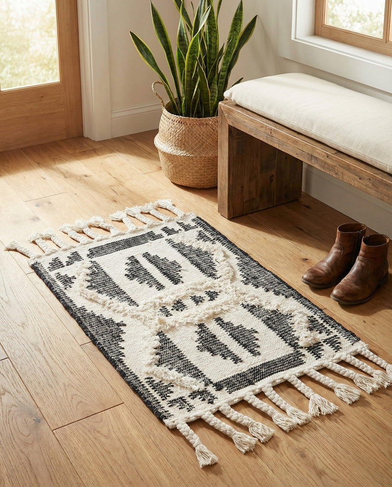 Sonoran Collection Area Rug - BellRock Rectangle Black and White  lifestyle 50