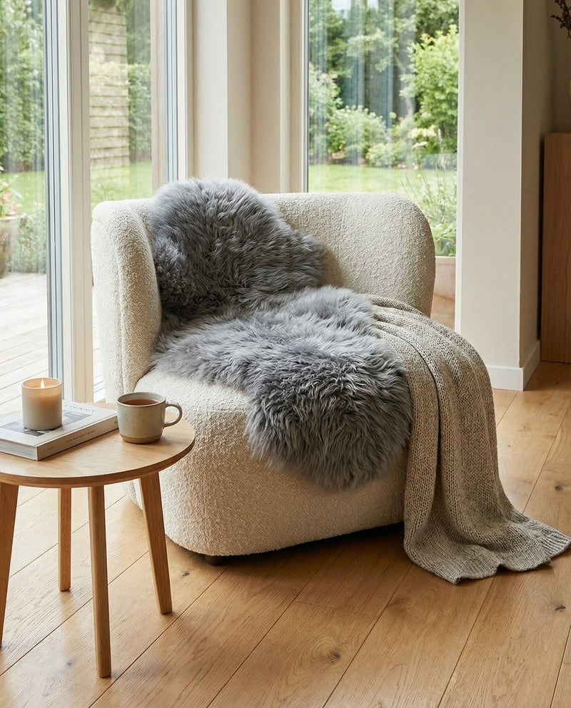 Arctic Lambskin Luxe Collection Area Rug - Tundra Rectangle Gray  lifestyle 19