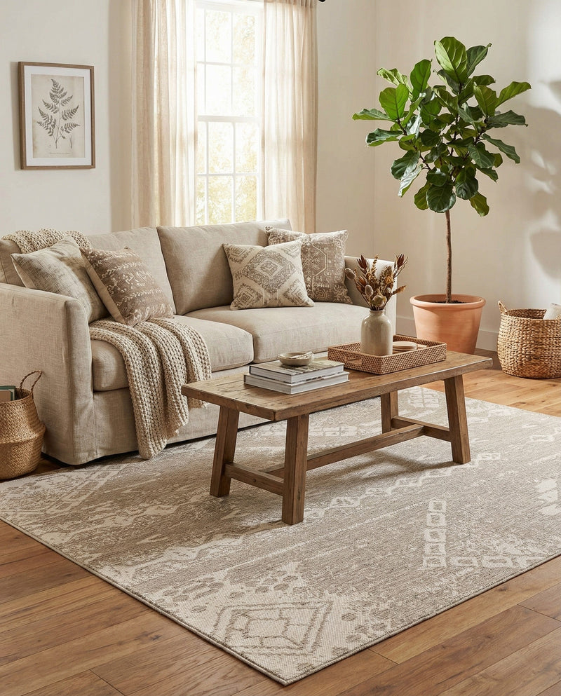 Desert Nomad Terrace Collection Area Rug - Sahara (Gray) Rectangle Gray  lifestyle 11