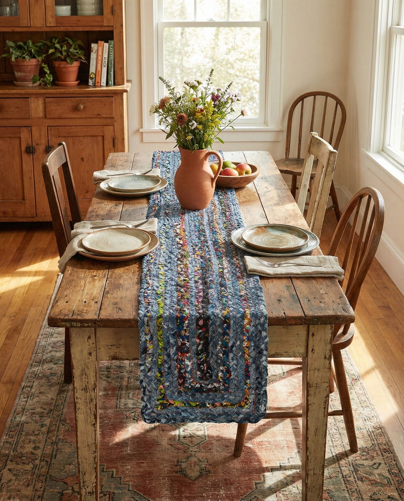 Woven Udaipur Collection Area Rug - Sahara Table Runner Blue and Multi  lifestyle 77
