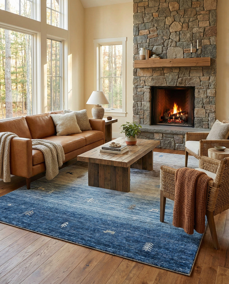 Zagros Shades Collection Area Rug -  Sisakht Rectangle Blue Gray  lifestyle 20