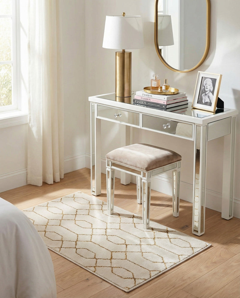 Hollywood Luxe Collection Area Rug - Sunset (White Gold) Rectangle White Gold  lifestyle 6