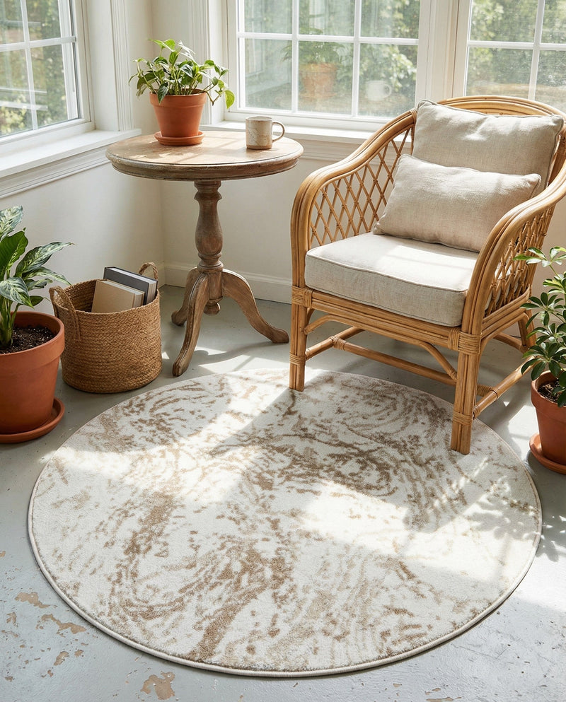 Coastal Haven Collection Area Rug -  Nautilus Round Ivory  lifestyle 21