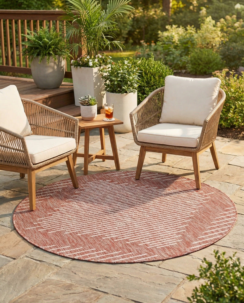 Urban Terrace Collection Area Rug -  Chelsea (Rust Red) Round Rust Red  lifestyle 66