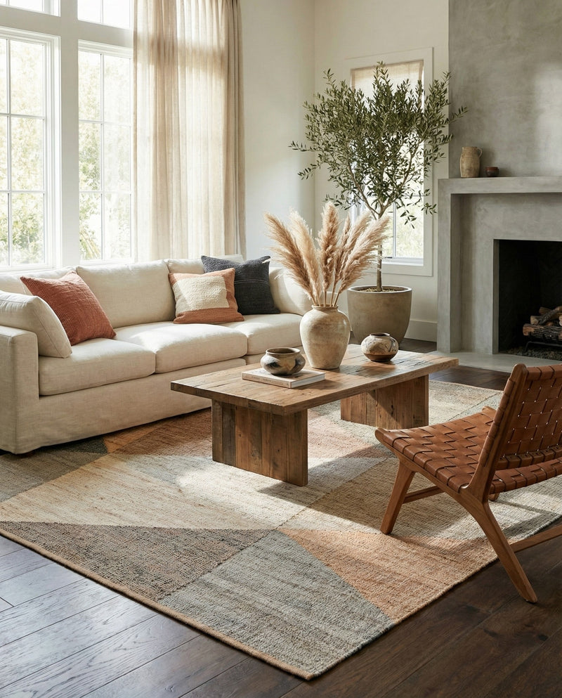 Desert Weave Jute Collection Area Rug -  Mojave Rectangle Multi  lifestyle 3