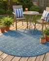 Garden Lattice Charm Collection Area Rug - Arbor (Navy Blue) Round Navy Blue  lifestyle 52