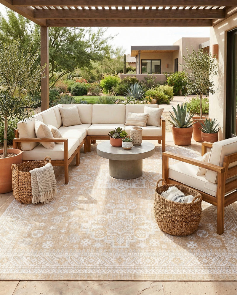 Tribal Terrace Treasures Collection Area Rug -  Incan Isle (Natural) Rectangle Natural  lifestyle 31