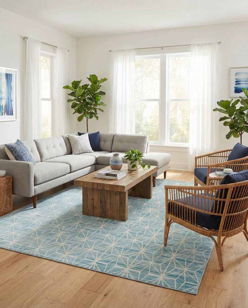 Metro Heights Collection Area Rug -  Hudson Rectangle Blue  lifestyle 25