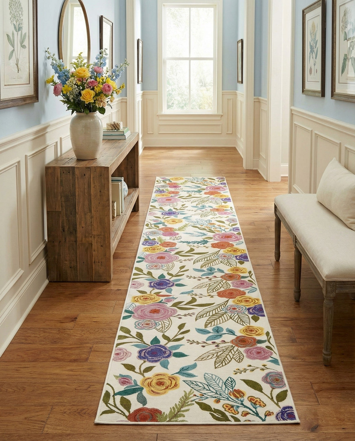 Meadow Breeze Collection Area Rug -  Petal Runner Ivory  lifestyle 86
